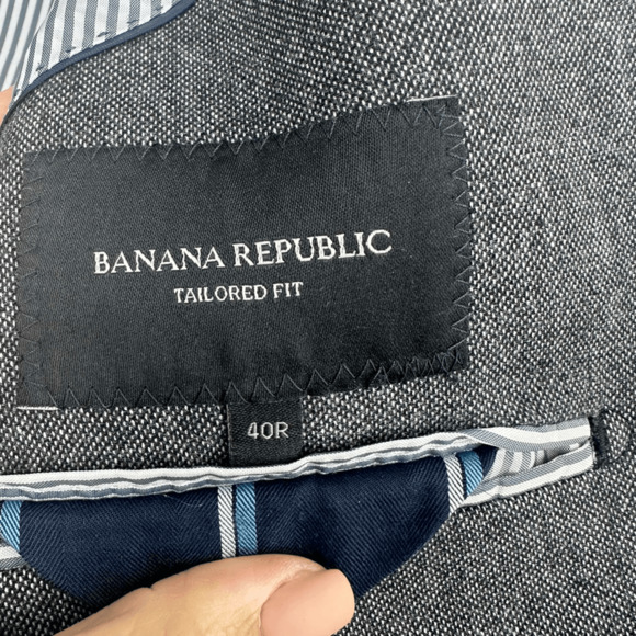 Banana Republic Mens 40R Sport Coat Tailored Fit 3 Button Wool Grey Blazer Jacke - Picture 4 of 13